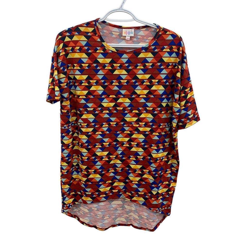 NWT LuLaRoe Irma Tunic Shirt Top Size XXS Multicolor Geometric Triangle Pattern